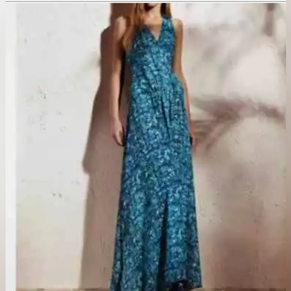 Derek Lam maxi dress, blue snakeskin, size M, Like New